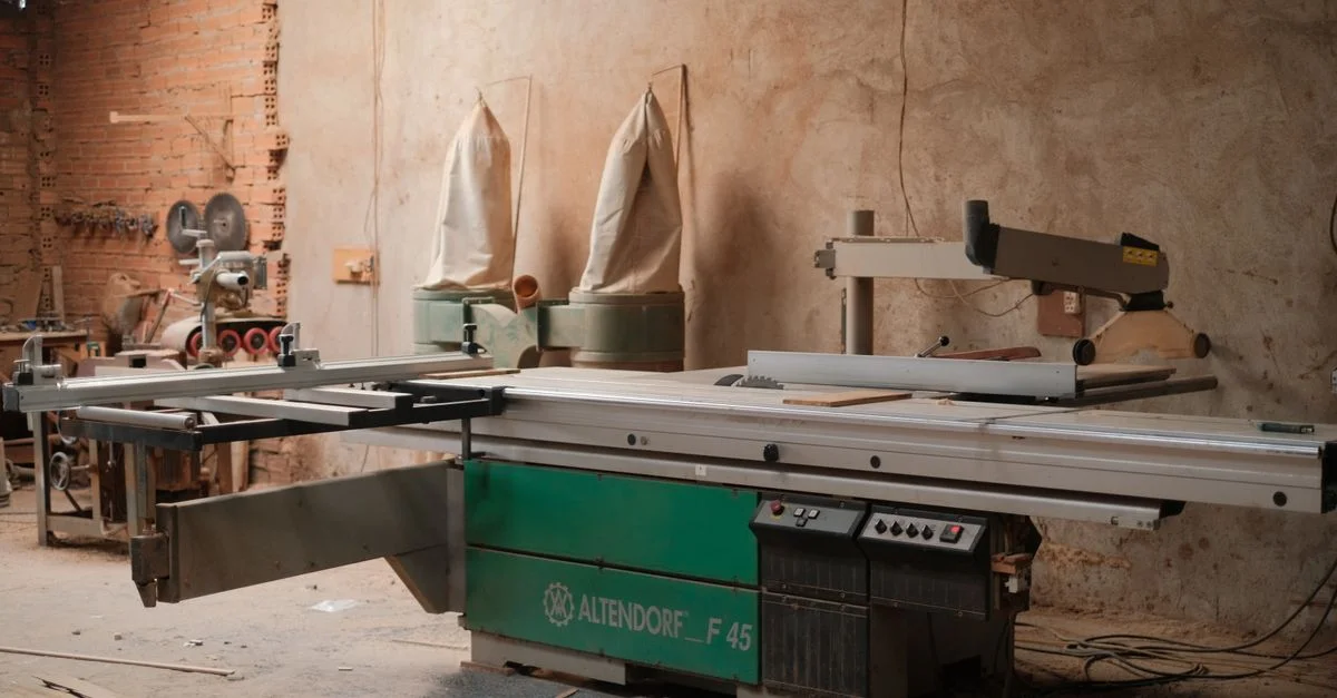 Un atelier de menuiserie confortable avec une scie à format Altendorf F45.